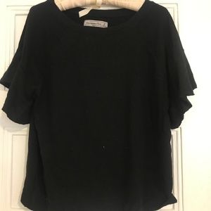 Black Shirt with Slightly Puffed Sleeves